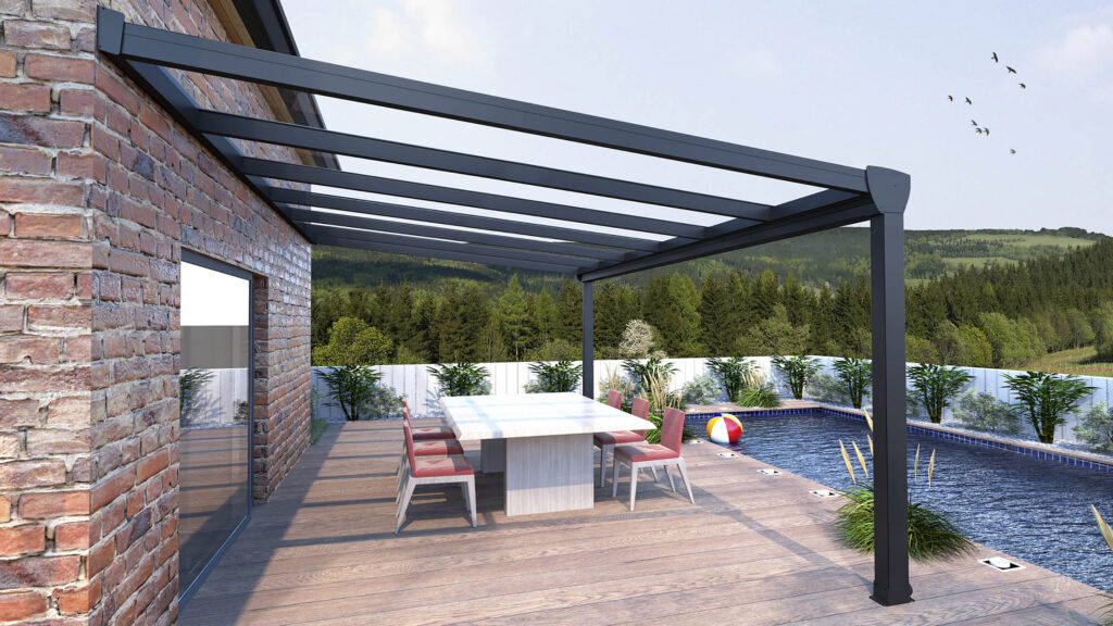 Stylish veranda with durable pergola in SouthWest Florida.